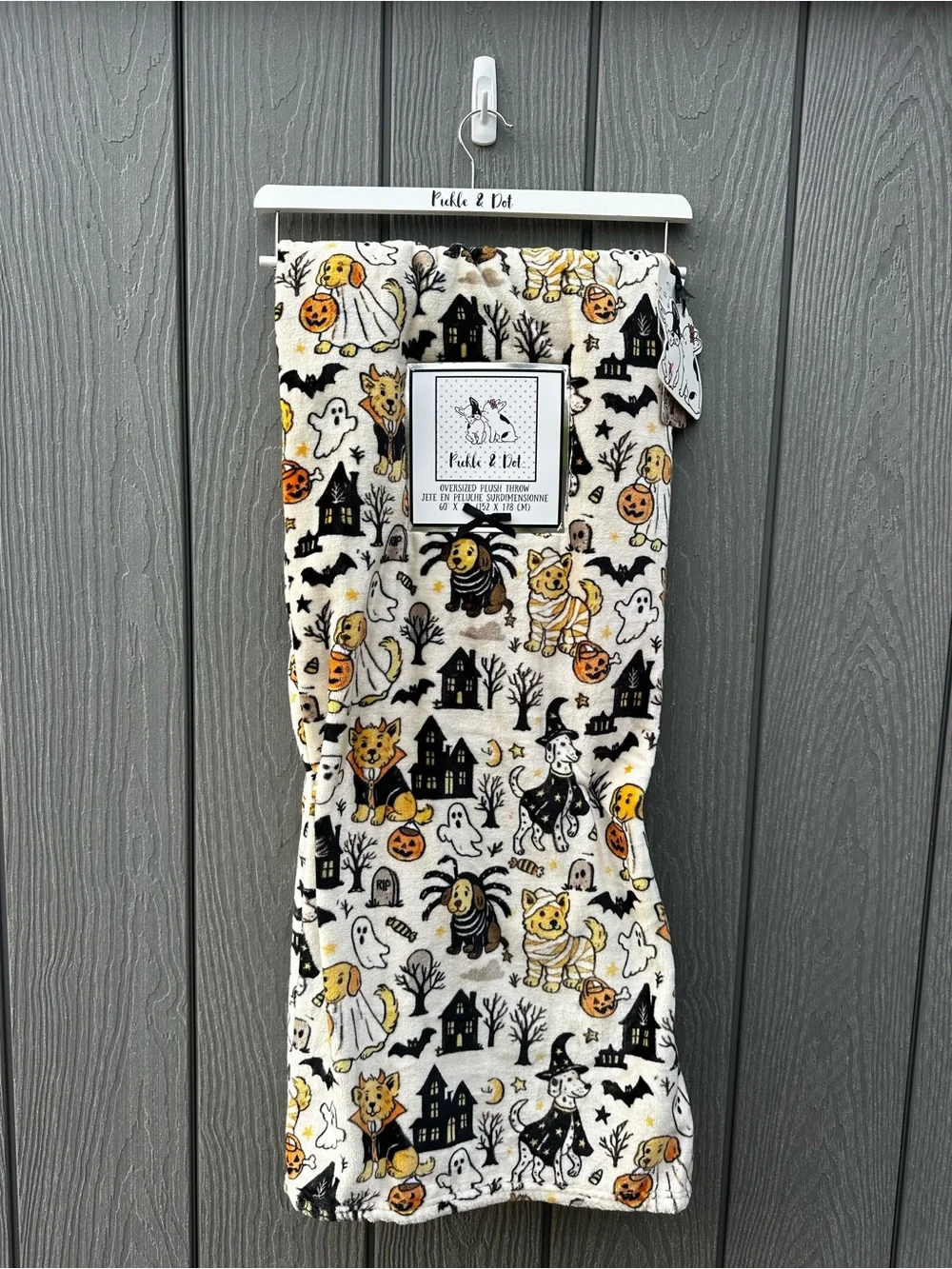 Dogs in Costumes - Pickle & Dot Plush Throw Blanket NWT